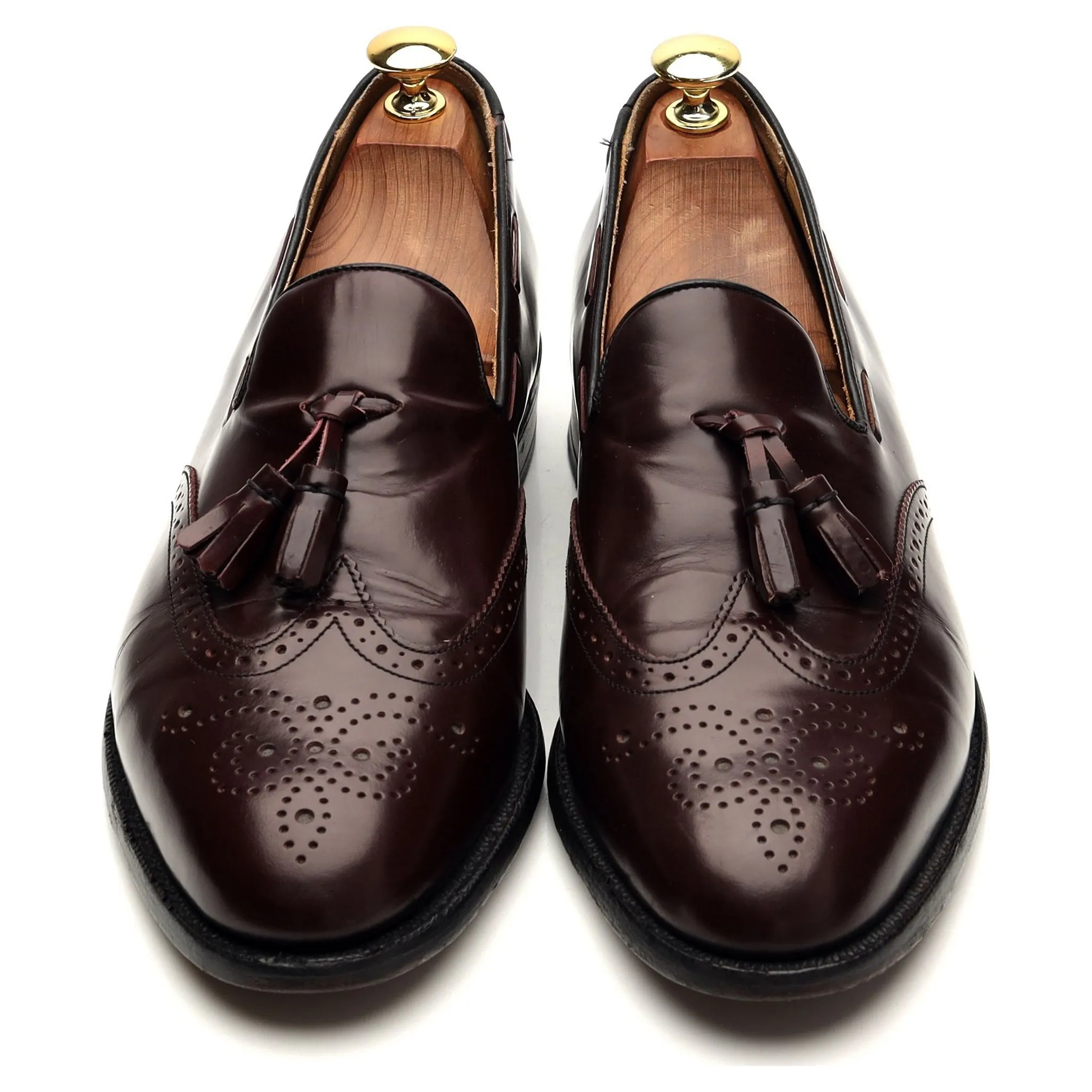'Clive' Burgundy Leather Tassel Loafers UK 8.5 F