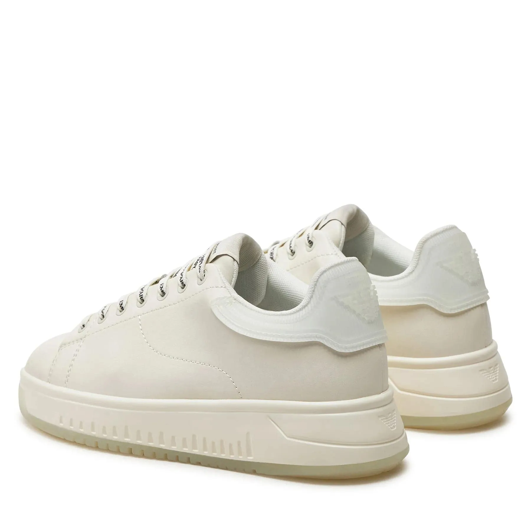 EMPORIO ARMANI LEATHER SNEAKERS WITH CONTRASTING RUBBER BACK